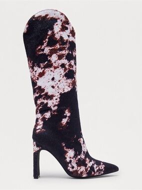 Women's Tall Fashion Boot in Black and Brown Print